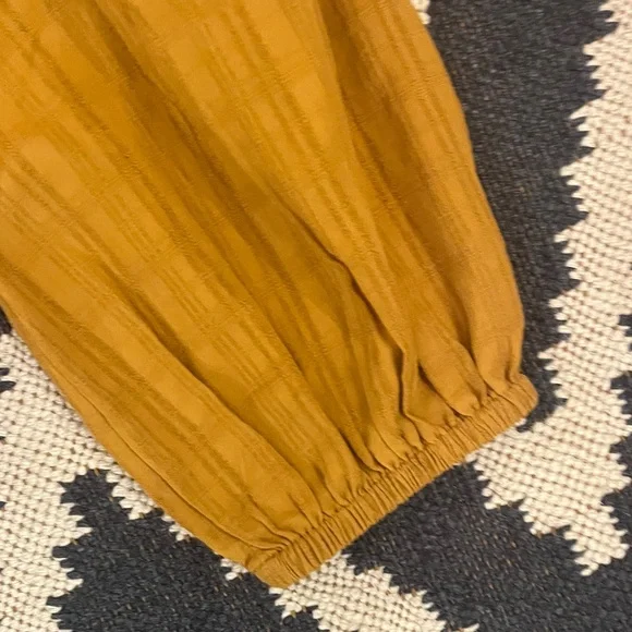 Madewell Brown/Mustard Square Neck Top with Balloon sleeve - Picture 3 of 9